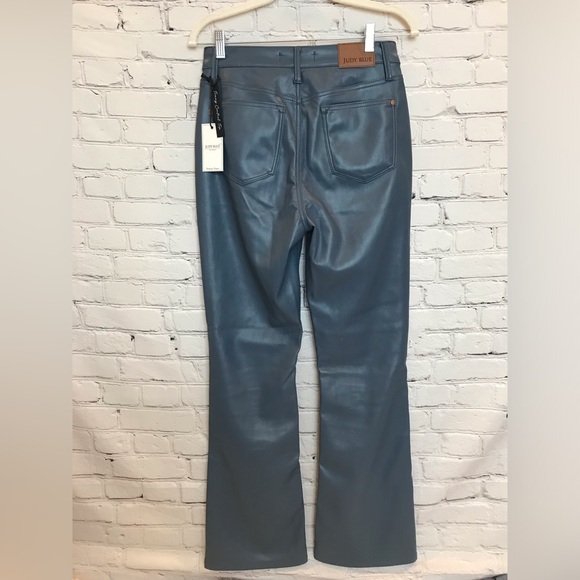 Judy Blue High Waist Tummy Control Blue Vegan Leather Bootcut Jeans size 3 NWT - Picture 7 of 11